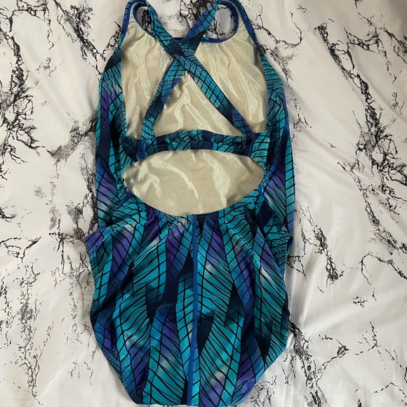 Multi colored blue one piece bathing suit - Picture 2 of 5